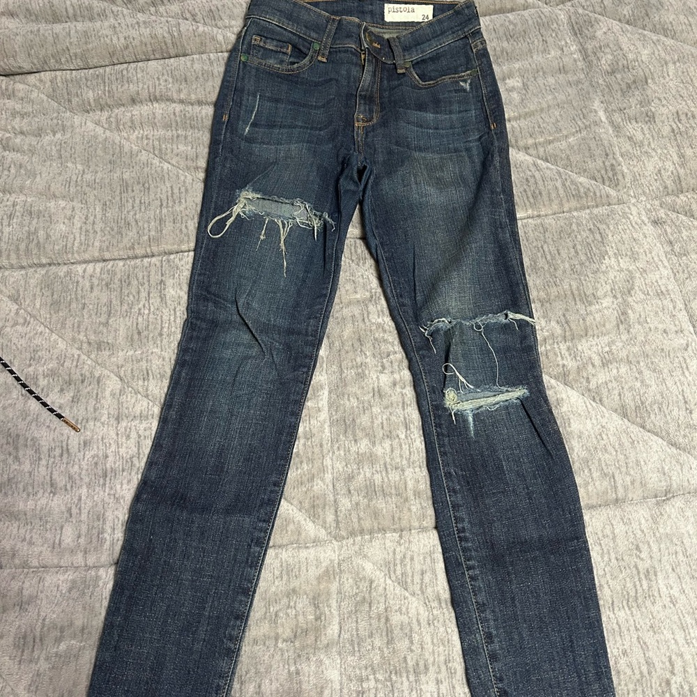 Pistola Medium Blue Distressed Skinny Jeans